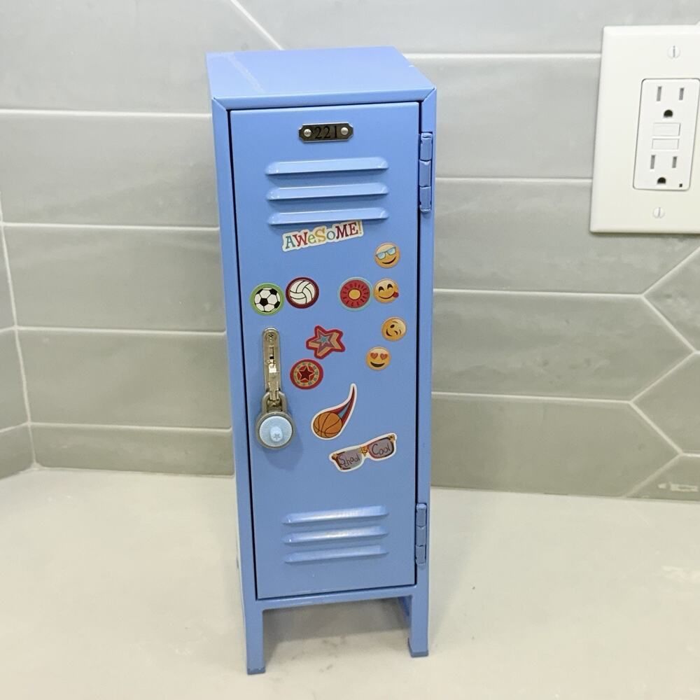 American Girl Doll Retired Blue Metal #221 School Locker II with Lock EUC